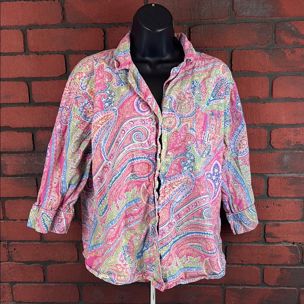 Lauren Ralph Lauren  Pajama Top‎ Womens XL Paisley